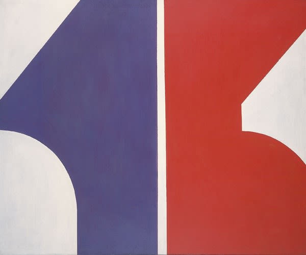<span class="artist"><strong>Robyn Denny</strong></span>, <span class="title"><em>Red, White & Blue</em>, 1959</span>