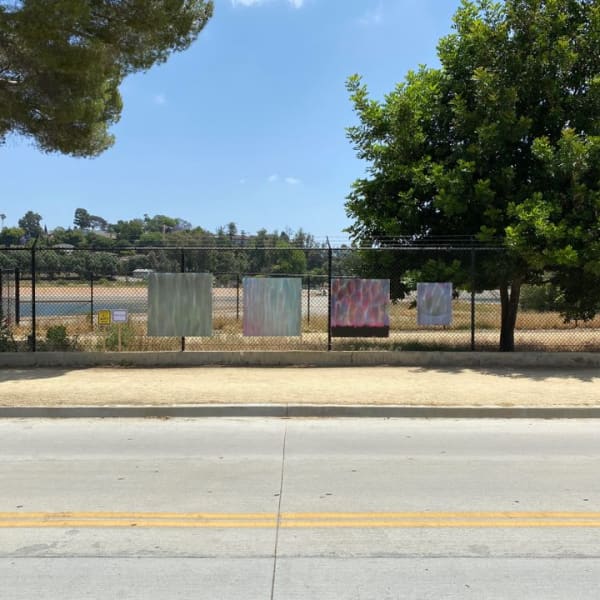 Chet Glaze, Thick Slick (2019), Scuzzy Drip (2019), VW Driveway (2020), Tramp Camp (2019) installed on Silver Lake Drive in LA