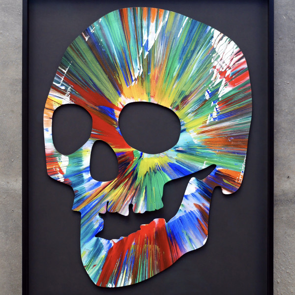 Damien Hirst, SKULL Spin Painting, HAND SIGNED IN BLACK MARKER ORIGINAL PAINTING *SOLD*, 2009