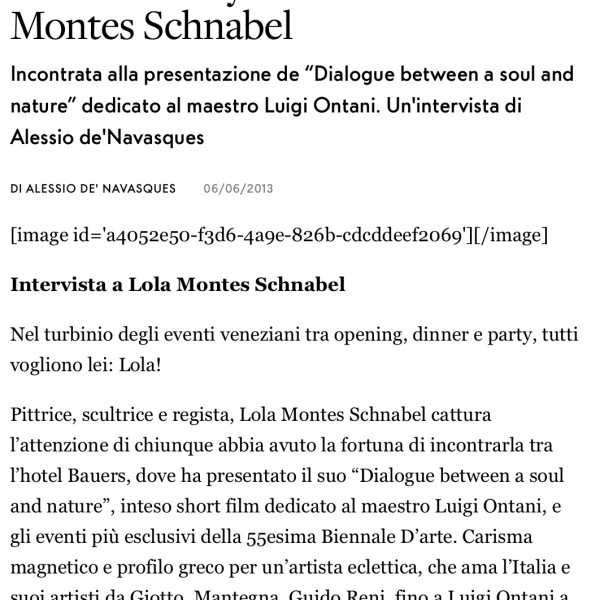 Biennale diary: intervista a Lola Montes Schnabel