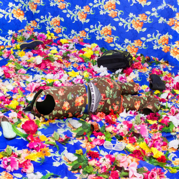 Ebony G. Patterson, Untitled (Among the weeds, plants, and peacock feathers), 2015. Courtesy of the artist and Monique Meloche Gallery