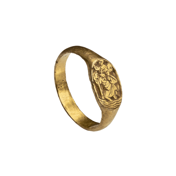 Marlborough Iconographic Ring of Saint Christopher , England, c. 1400-1500