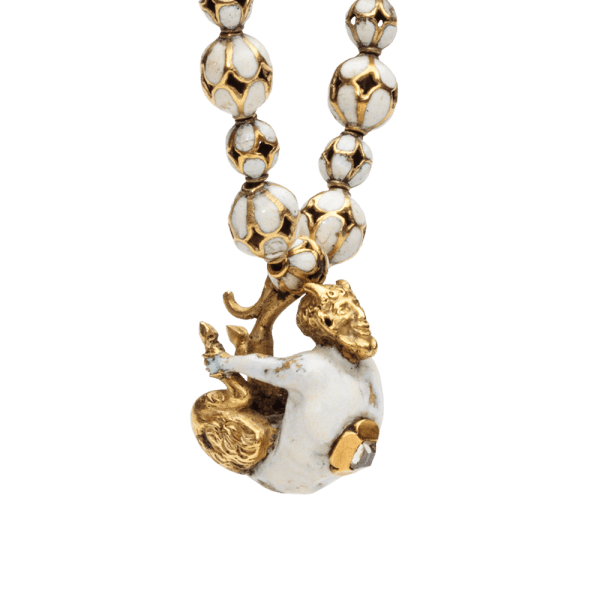 Renaissance Enamel Necklace with Satyr Pendant , c. late 16th century