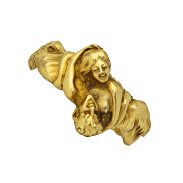 Art Nouveau Nymph and Satyr Ring by Arvisenet , c. 1900