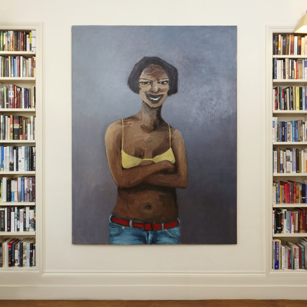 :Installation view of Lynette Yiadom-Boakye's Heaven Help Us All (2005) at Figuratively Speaking curated by Marcelle Joseph at Heike Moras Art, London, 2015