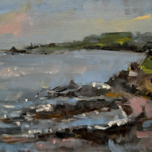 Evening Sparkle Across the Bay (detail) by Lucy Marks ARWS, oil