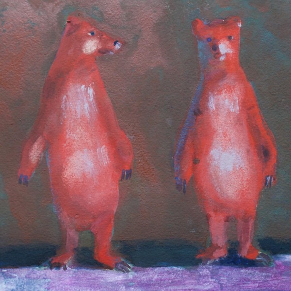 Two Red Bears (detail), watercolour by Charles Williams PRWS