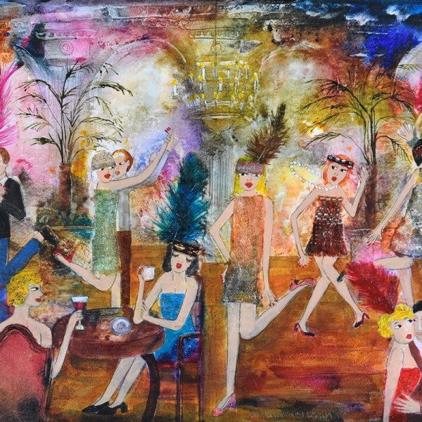Roaring 20’s Club by Rosa Sepple PPRI, mixed media (detail)