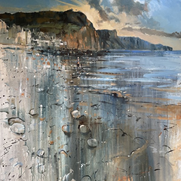 Morning Walk, Sidmouth by Phil Creek Hon SWAc, acrylic on canvas