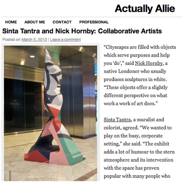 Sinta Tantra and Nick Hornby: Collaborative Artists