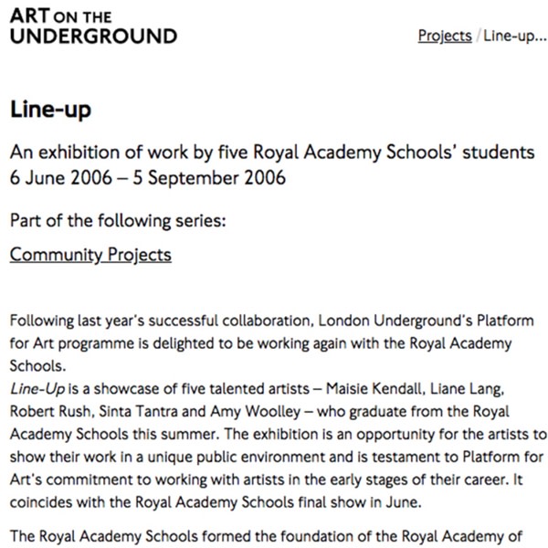 Line-up: An Exhibition of work by five Royal Academy Schools' students