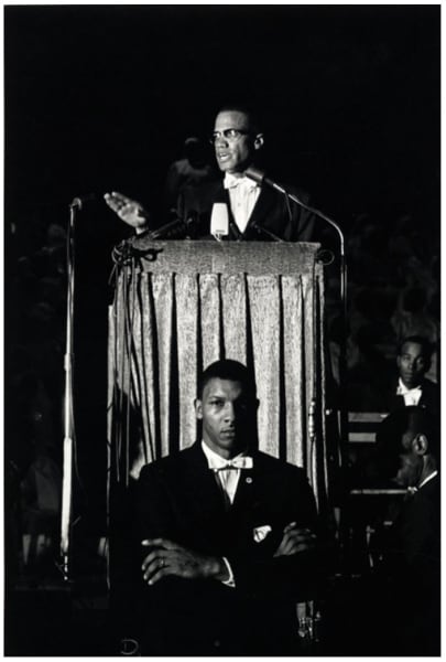 Eve Arnold, American Muslim minister and human rights activist Malcolm X giving a speech at a Nation of Islam rally,...