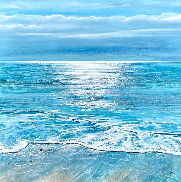 Shimmering tide, greys and blues, 2023
