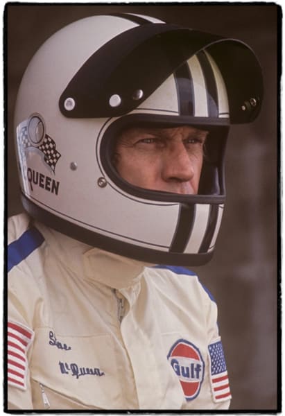 Steve McQueen in his McQueen helmet, 1970