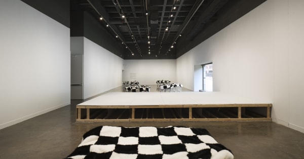 Artwork: Heimo Zobernig: Chess Painting, 2015 MIT List Visual Arts Center Cambridge, MA Photography: Peter Harris Studio For more information please visit the MIT List Visual Arts Center website