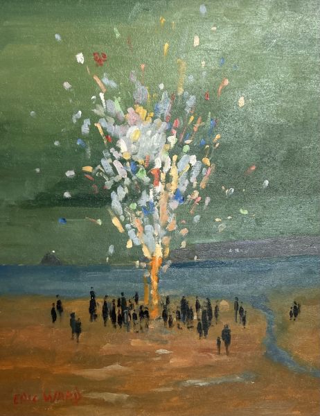Eric Ward (b.1945), Fireworks on the Beach at St. Ives