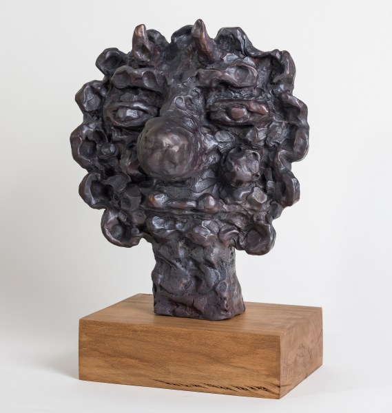 Amir Khojasteh Head of Div #8, 2024 Patinated bronze and wood (unique) 28 x 25 x 16 cm (excluding plinth) 11 x 9 3/4 x 6 1/4 in