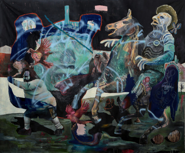 Philip Mueller Zwergenjagtoil (Dwarf hunt), 2013 Acrylic and lacquer on canvas 210 x 270 cm 83 x 106 in