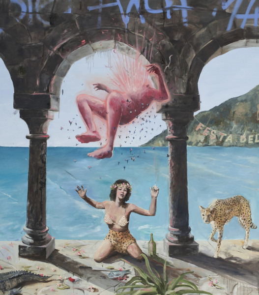 Philip Mueller Lunch ritual at Tibe Beach, 2020 Oil on canvas 160 x 140 cm 63 x 55 1/8 in