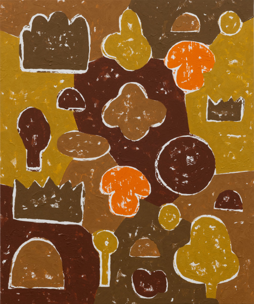 Olaf Breuning Orange Mushroom #1, 2023 Acrylic on canvas 120 x 100 cm 47 1/4 x 39 1/4 in