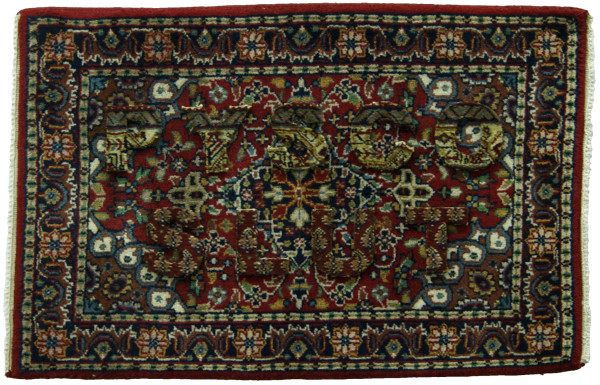Anahita Razmi Psyco slut, 2012 Hand woven wool carpet with laser cut letters 59 x 91 cm 23 1/4 x 35 7/8 in