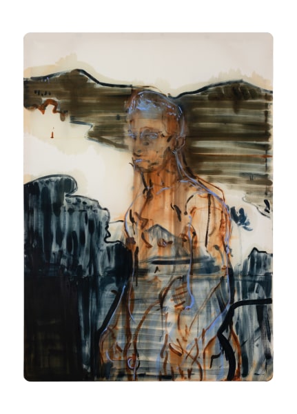 Malik Thomas Jalil Kydd Through the clearing, 2025 Oil on silk 225 x 162 cm 88 1/2 x 63 3/4 in