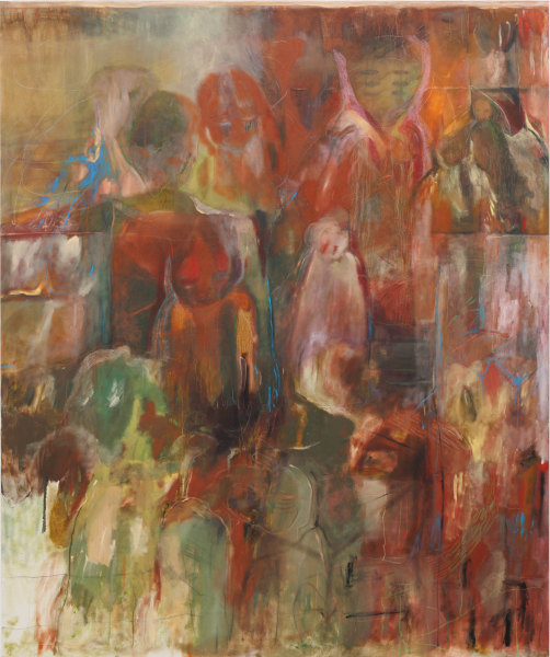 Nour Malas Know it's Over, 2025 Oil, pastel and charcoal on canvas 180 x 150 cm 70 3/4 x 59 in