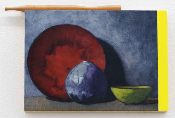 Edgar Orlaineta Untitled, 2024 Oil, acrylic paint on board, and wood element Painting: 20 x 28 x 3.1 cm 7 3/4 x 11 x 1 1/4 in Wood element: 22.8 x ø 1.1 cm 9 x ø 1/2 in