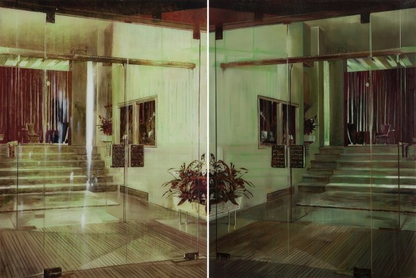 Gil Heitor Cortesāo Hall of Mirrors, 2015 Oil on plexiglass Diptych 135 x 200 cm overall 53 1/4 x 78 3/4 in overall