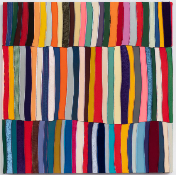 Anthony Olubunmi Akinbola Jamboree, 2023 Durags on wooden panel 152.4 x 152.4 cm 60 x 60 in