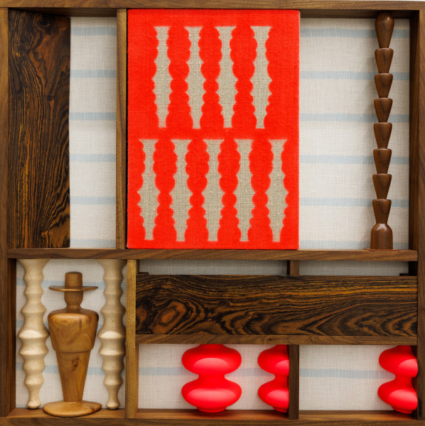 Edgar Orlaineta A man from the South, 2024 Linen, wax, wood and acrylic paint on board 50 x 50 x 9 cm 19 3/4 x 19 3/4 x 3 1/2 in