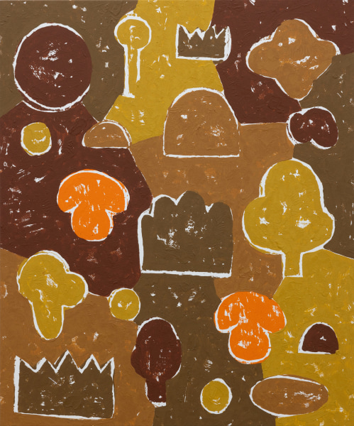 Olaf Breuning Orange Mushroom #3, 2023 Acrylic on canvas 120 x 100 cm 47 1/4 x 39 1/4 in
