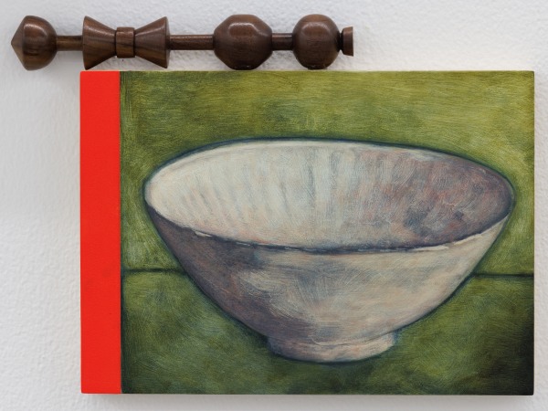 Edgar Orlaineta Untitled, 2024 Oil, acrylic paint on board, and wood element Painting: 20 x 28 x 3.1 cm 7 3/4 x 11 x 1 1/4 in Wood element: 21.2 x ø 3.1 cm 8 1/4 x ø 1 1/4 in