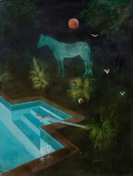 Philip Mueller Bloodmoon Bomarzo, 2022 Oil on canvas 80 x 60 cm 31 1/2 x 23 1/2 in