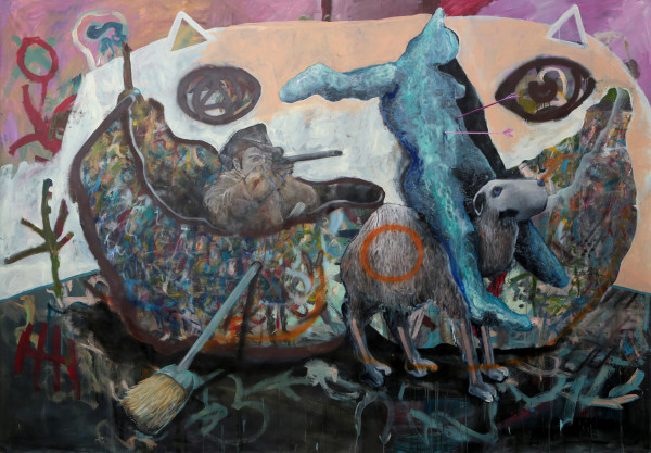 Philip Mueller Grinsekatze, 2013 Oil, acrylic and lacquer on canvas 210 x 300 cm 83 x 118 in