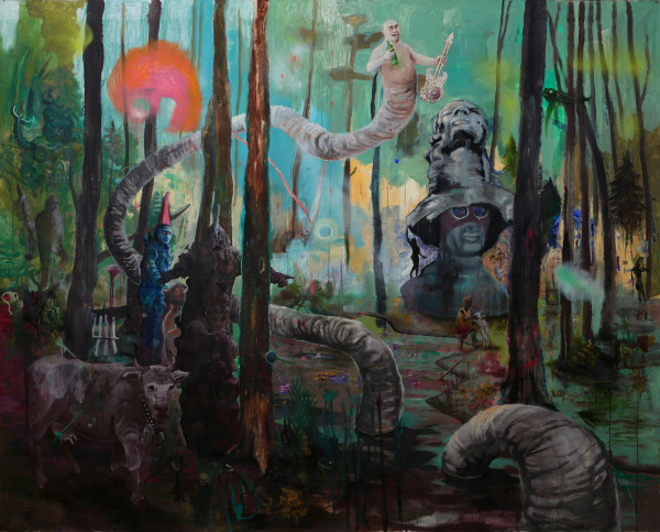 Philip Mueller The drinks and the woods, 2013 Oil, acrylic and lacquer on canvas 210 x 270 cm 82 5/8 x 106 1/4 in