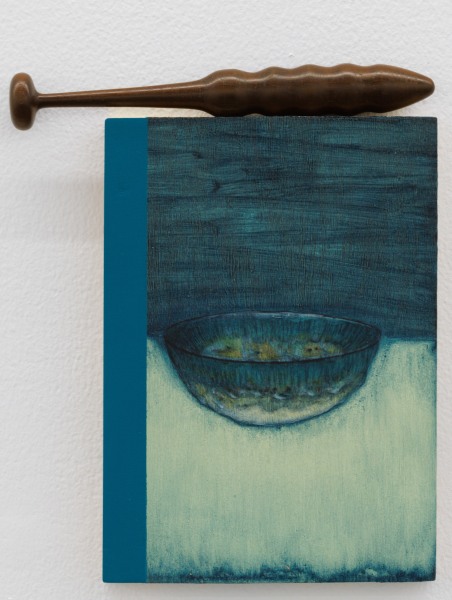 Edgar Orlaineta Untitled, 2024 Oil, acrylic paint on board, and wood element Painting: 28 x 20 x 3.1 cm 11 x 7 3/4 x 1 1/4 in Wood element: 25.5 x ø 3 cm 10 x ø 1 1/4 in