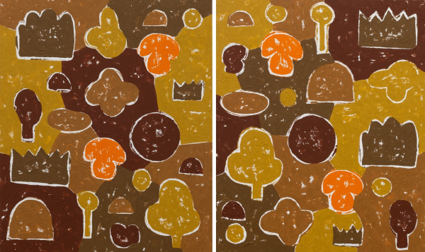 Olaf Breuning, Orange Mushroom #1 and #2, 2023