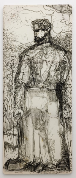 Malik Thomas Jalil Kydd Man from protest, 2024 Charcoal on cotton 260 x 106 cm 102 1/4 x 41 3/4 in
