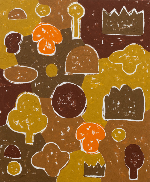 Olaf Breuning Orange Mushroom #2, 2023 Acrylic on canvas 120 x 100 cm 47 1/4 x 39 1/4 in