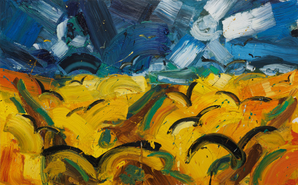 Amir Khojasteh, Landscape with blue sun, 2024