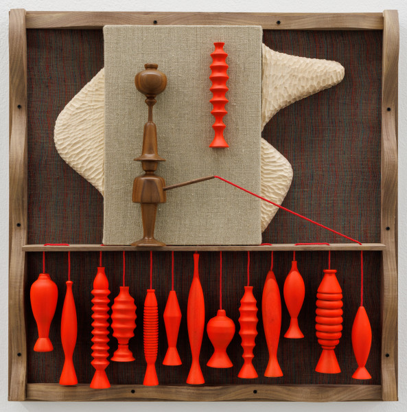 Edgar Orlaineta Fisherman’s catch, 2024 Wood, linen, nylon string, wax and acrylic paint on board 51.5 x 51.5 x 11.5 cm 20 1/4 x 20 1/4 x 4 1/2 in