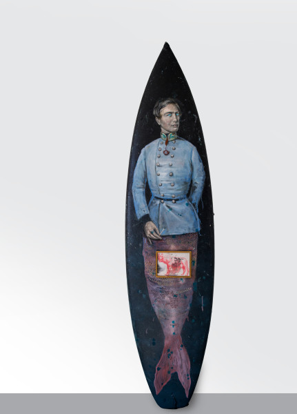 Philip Mueller Franzl am See, 2015 Oil on surfboard 202 x 52 cm 79 1/2 x 20 1/2 in