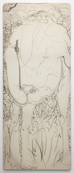 Malik Thomas Jalil Kydd Naga, 2024 Charcoal on cotton 260 x 106 cm 102 1/4 x 41 3/4 in
