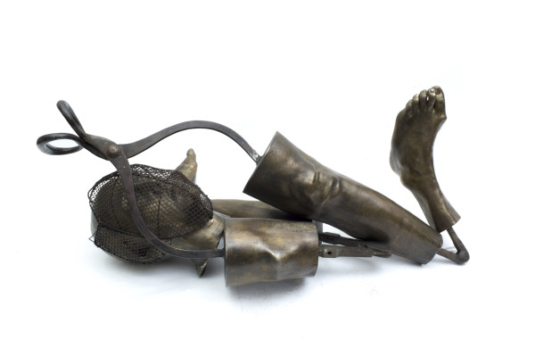 Sara Rahbar The Victor (Confessions), 2014 Bronze and collected object Legs: 124.5 x 40.6 x 22.9 cm + Head: 71 x 33 cm Legs: 49 x 16 x 9 in + Head: 28 x 13 in