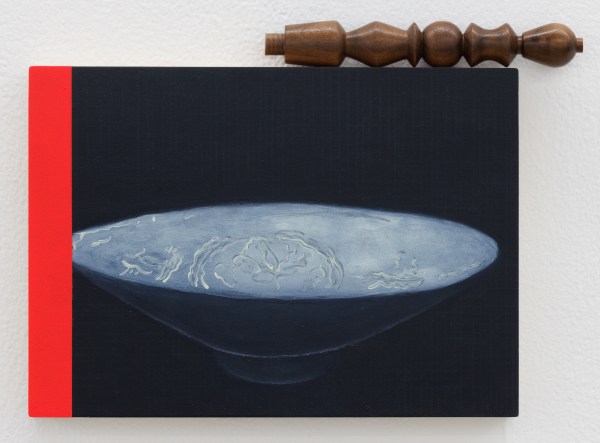 Edgar Orlaineta Untitled, 2024 Oil, acrylic paint on board, and wood element Painting: 20 x 28 x 3.1 cm 7 3/4 x 11 x 1 1/4 in Wood element: 18.1 x ø 3 cm 7 1/4 x ø 1 1/4 in