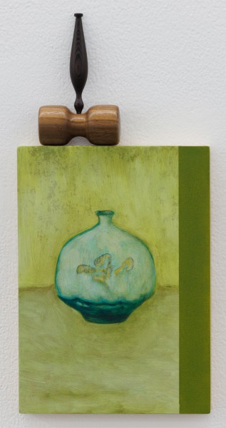 Edgar Orlaineta Untitled, 2024 Oil, acrylic paint on board, and wood element Painting: 28 x 20 x 3.1 cm 11 x 7 3/4 x 1 1/4 in Wood element: 14 x ø 4 cm 5 1/2 x ø 1 1/2 in