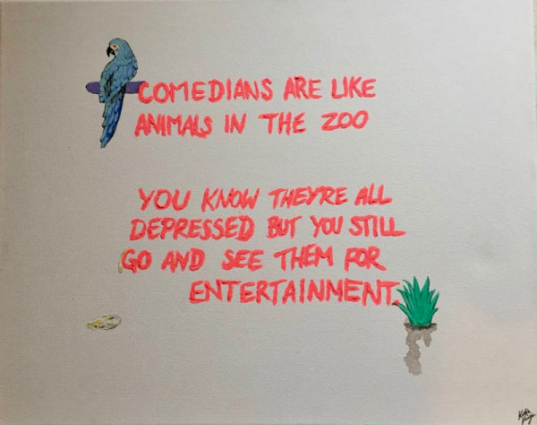Katia Kvinge Comedians Zoo, 2019 Acrylic on canvas 40 x 51 cm 15 3/4 x 20 1/8 in