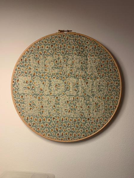 Rose Matafeo Never Ending Dread, 2019 Cotton and embroidery hoop Diameter 31.8 cm / 12 1/2 in