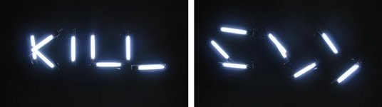 Rob Seward Umwelt I (KILL), 2007 Wood, metal, fluorescent lights, and electronics 20 x 36 inches 50.8 x 91.4 cms